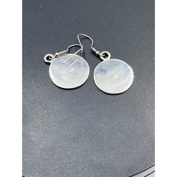 Sterling silver stamped 925 Inlaid Multicolor Dangle Earrings - Picture 8 of 8